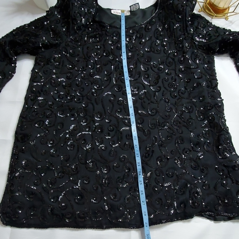 Vintage Black Silhouettes Sequin Top Size 1x - Picture 6 of 10